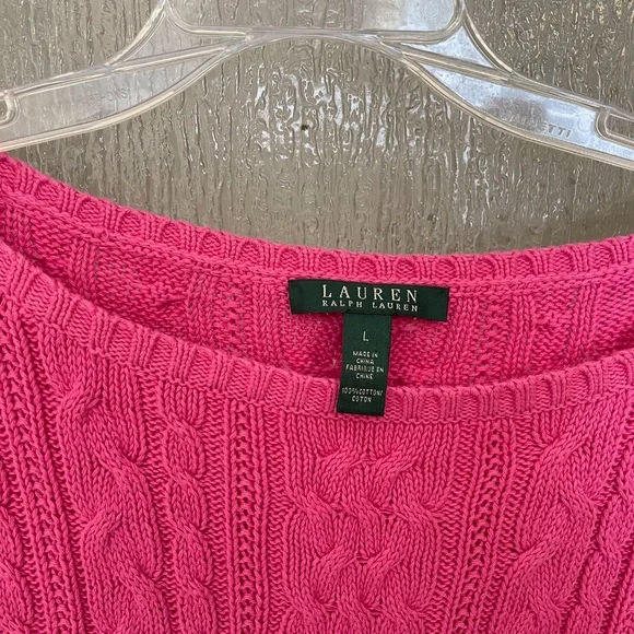 Ralph Lauren Pink Cable Knit Sweater, Size L - Picture 3 of 3